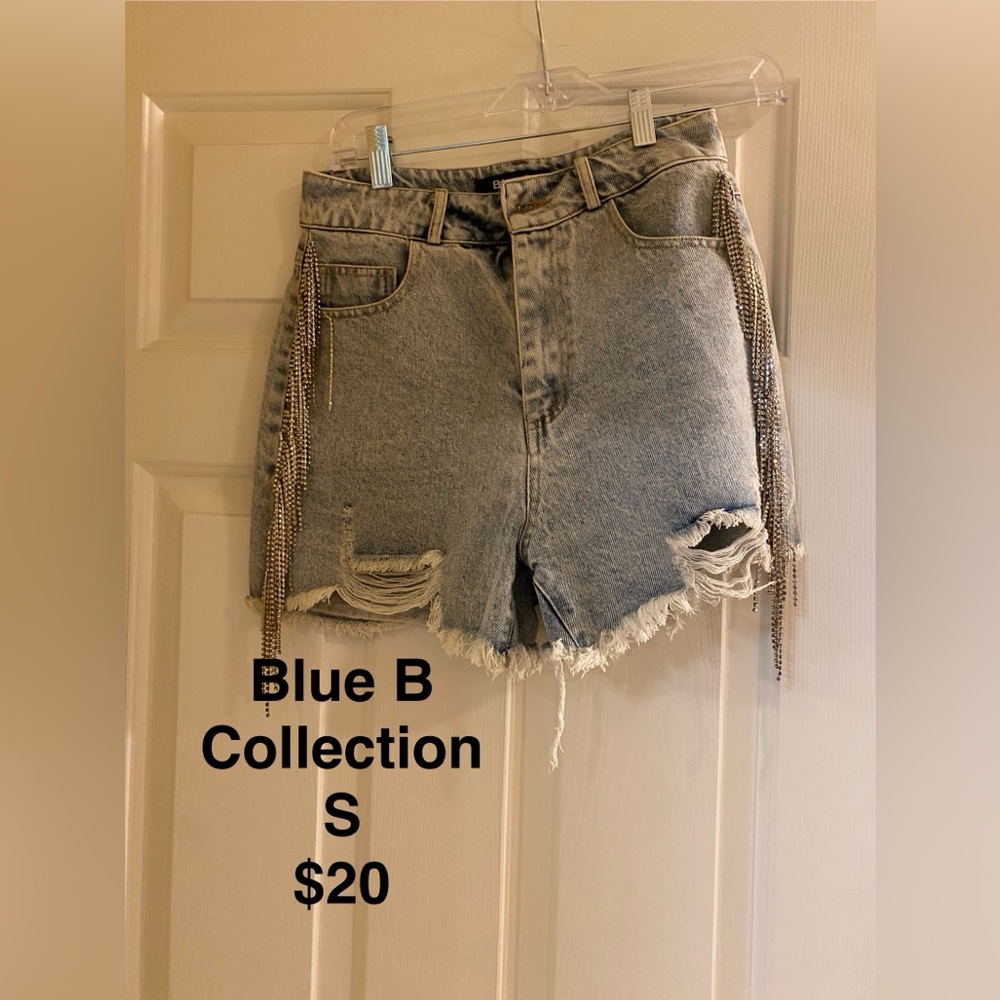 Blue B Collection Frayed Hem Jean Shorts